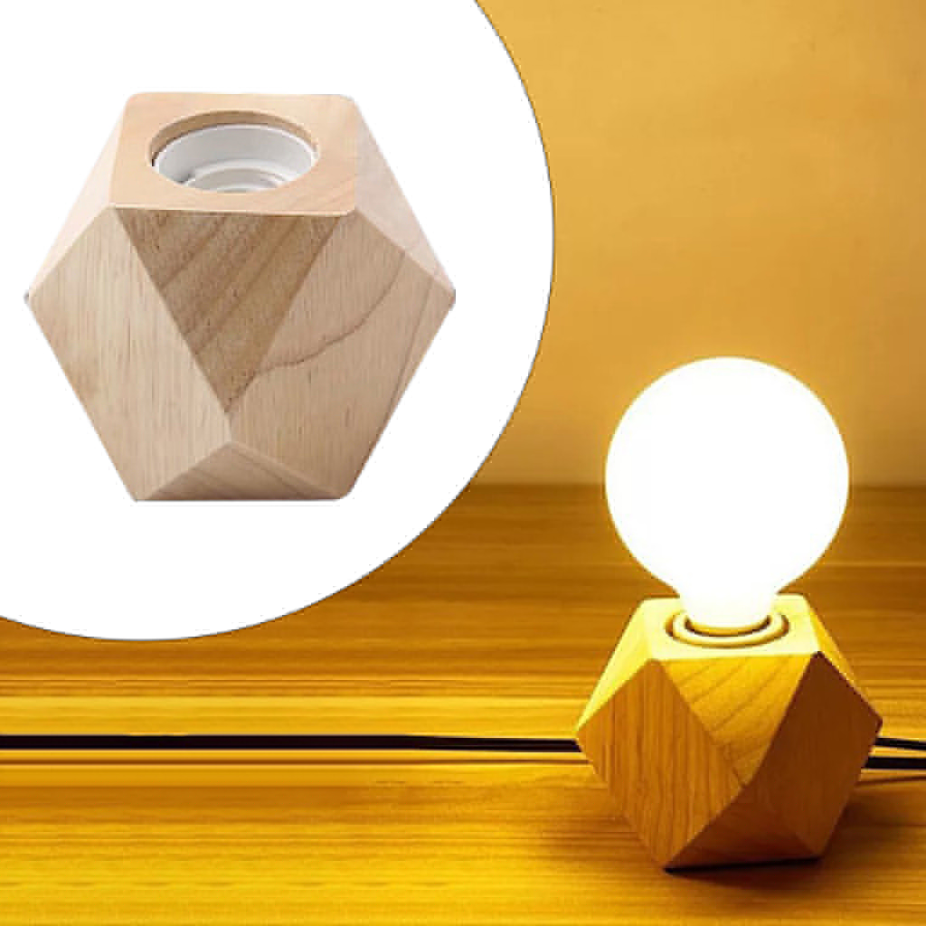 Retro Wood Table Lamp E27 Socket Vintage Desk Lamps Base Holder US Plug Bedside Lamp Decor Wooden Base Table Light