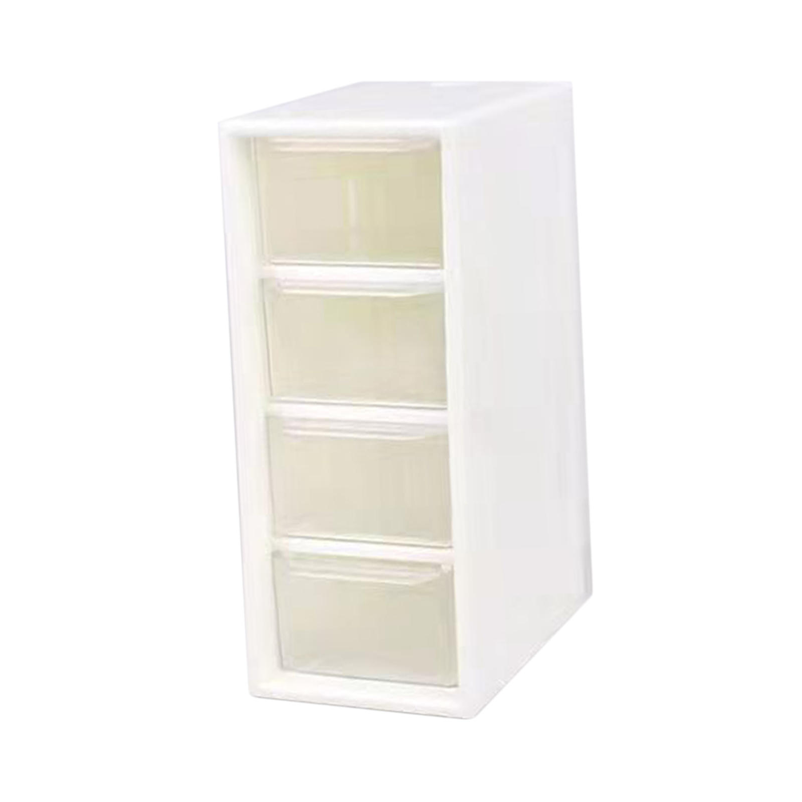 White Desktop Cosmetic Storage Box Container Case 4-Drawers Small Organizer Box for Makeup Jewelry Office Home 15.7x6.5x9.7cm
