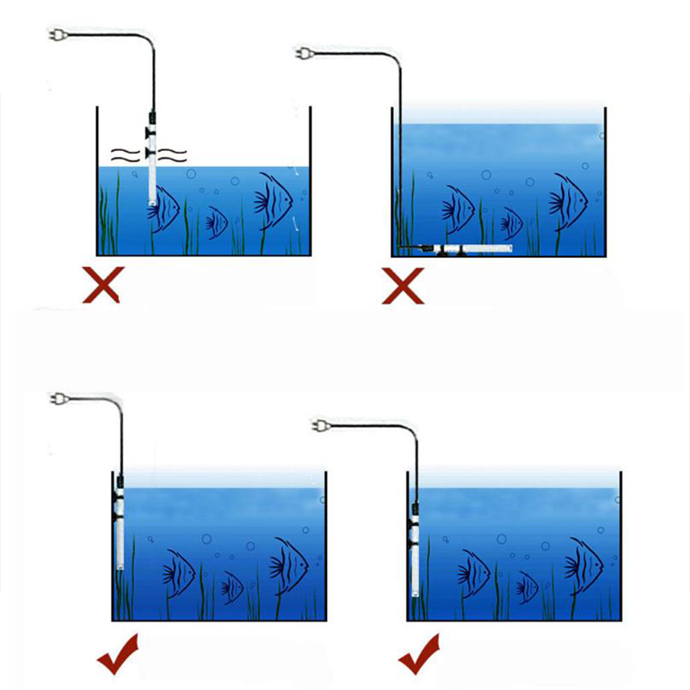 Fresh Salt Water Aquarium Submersible Heater 110V US Plug 25 50 100 200 300W