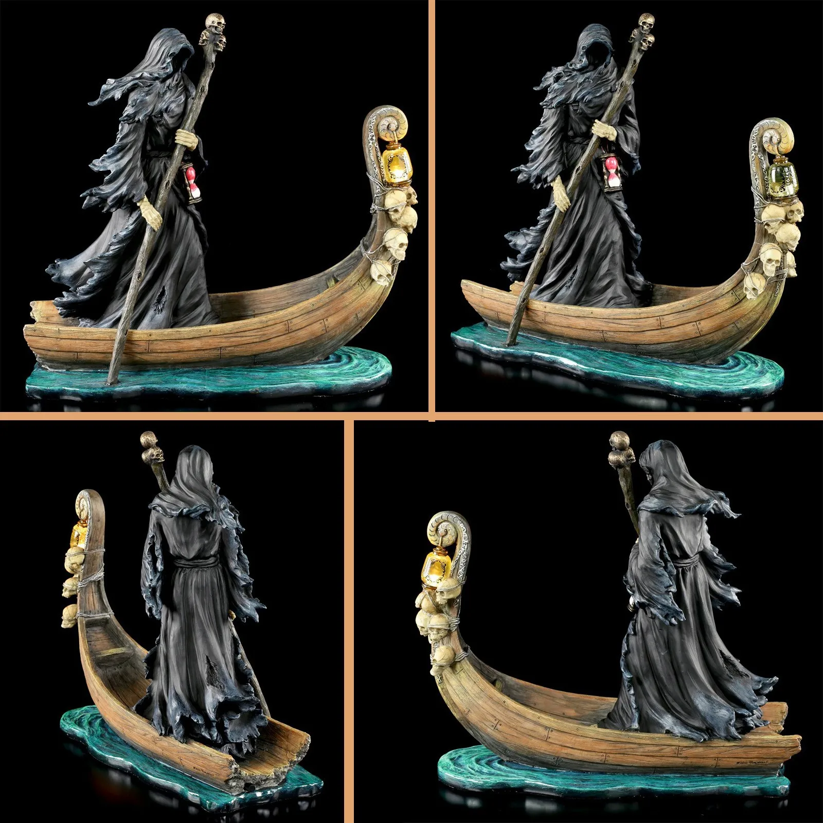 Of The Dead Propelling Boat Statue Lantern Ornament Soul Ghost Decor Grim Reaper 