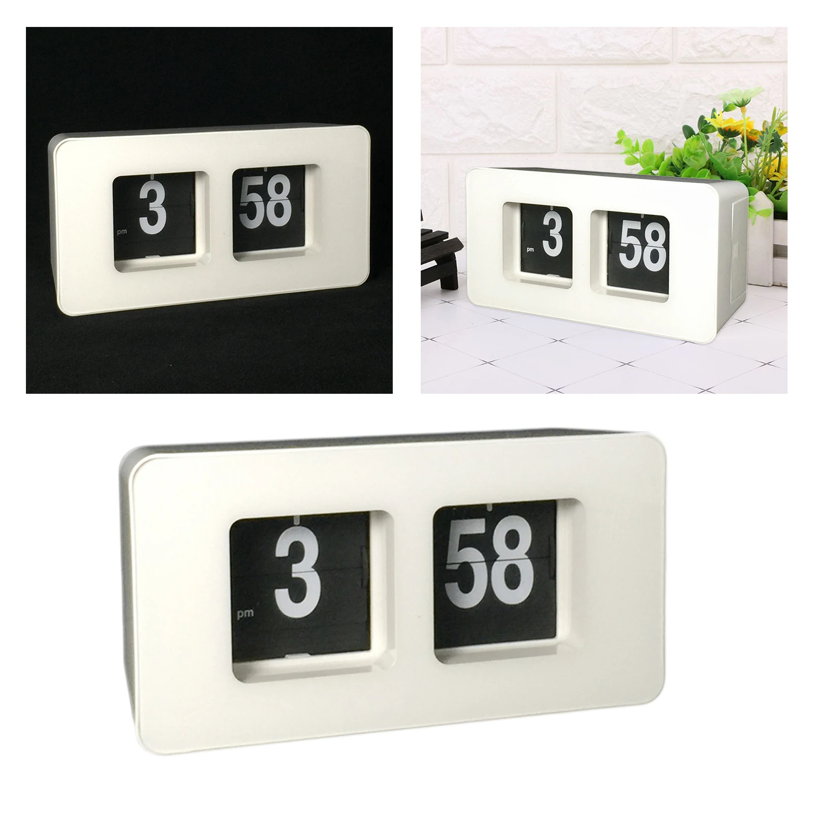 Auto Flip Clock Stylish Modern Vintage Clock Desk Table File Down Page Clock Digital for Bedroom Kitchen Office Cars Home Cafe