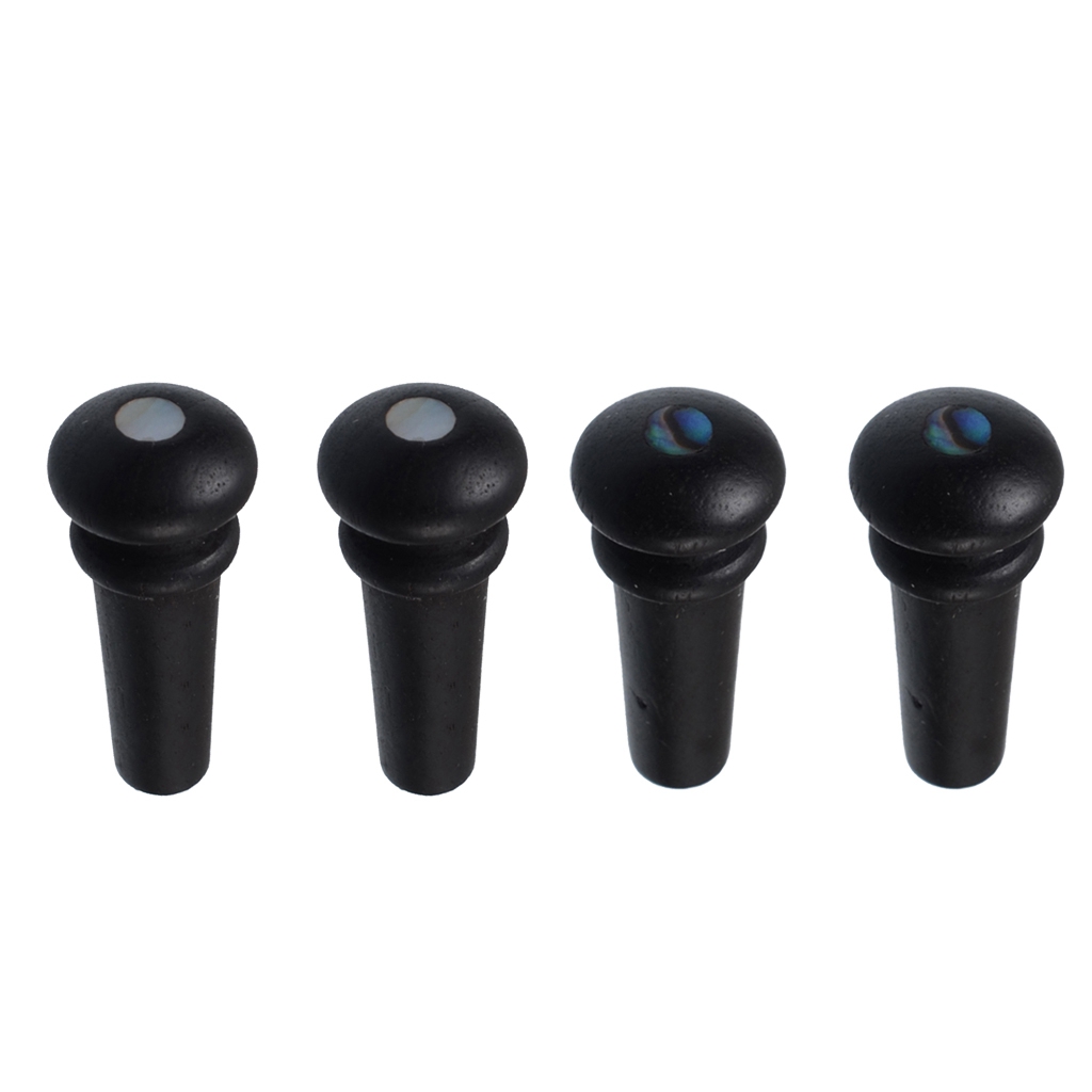 2 Pcs Black Ebony Acoustic Guitar Endpins with Shell Dot Inlay Guitar Pins Stringed Instrument