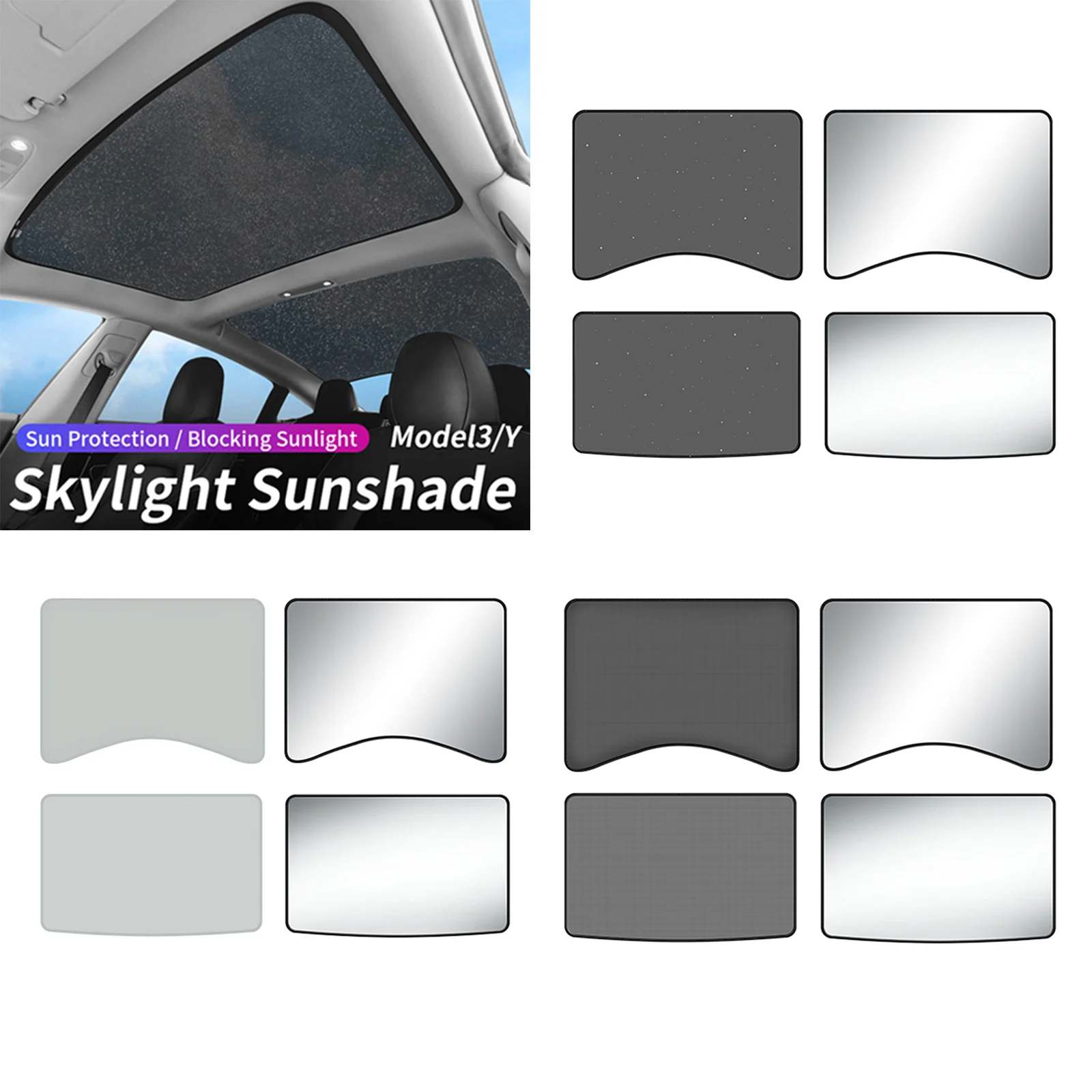 Sun Shades Glass Roof Sunshade for Tesla Model 3 Front Rear Sunroof Windshield Shading Net Car Accessories