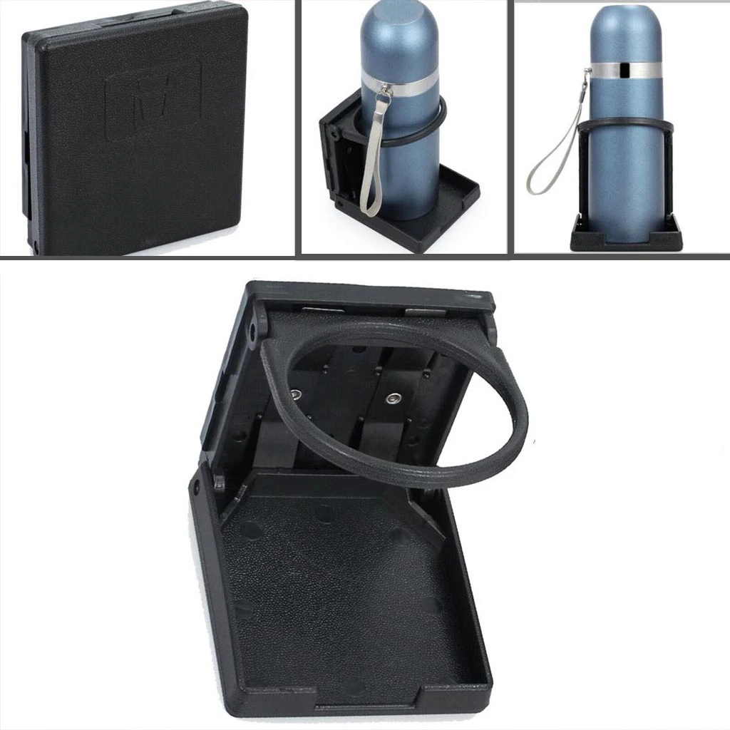 Universal Fold Up Drink Holder with Screws Cup Holders for Marine Automotive Yacht Car Boat Truck Van Home Black