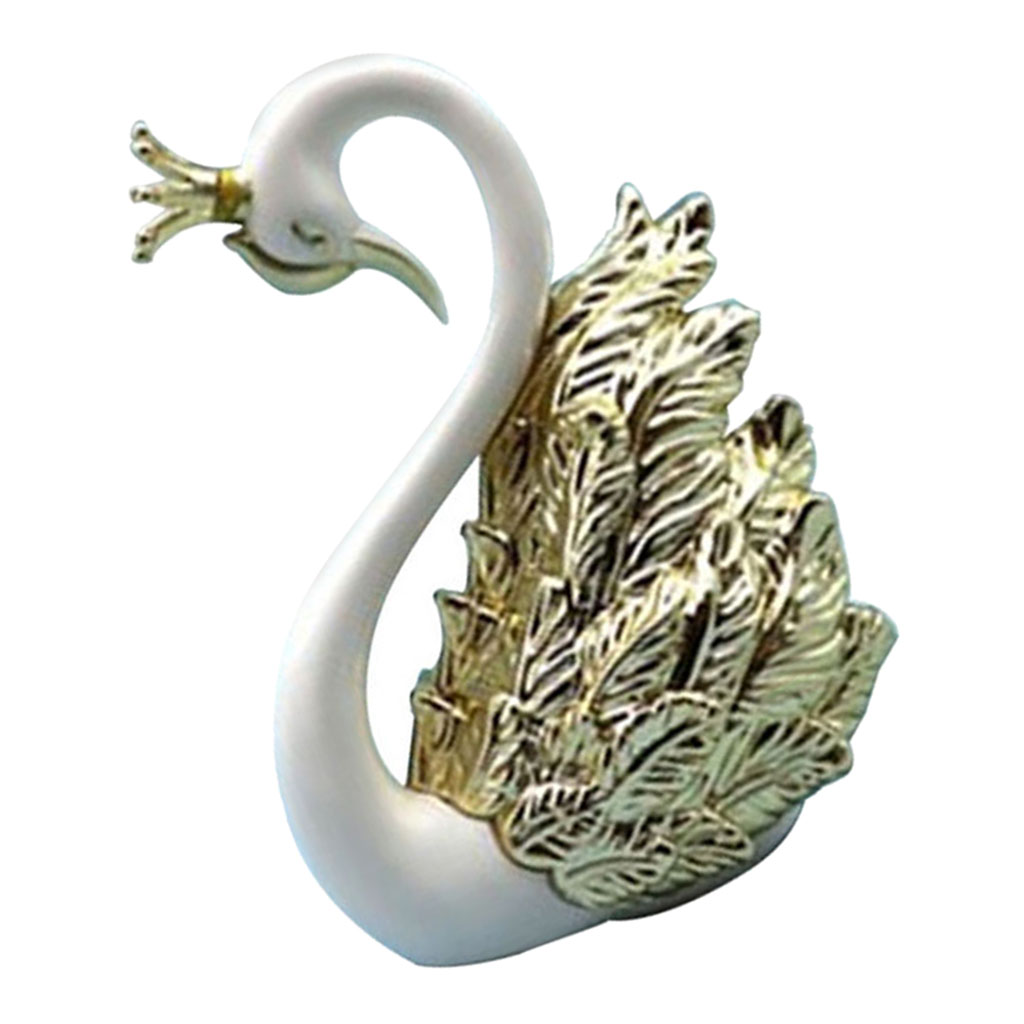 Resin Swan Statue Animal Figurine Ornament For Cake Topper Desktop Decor