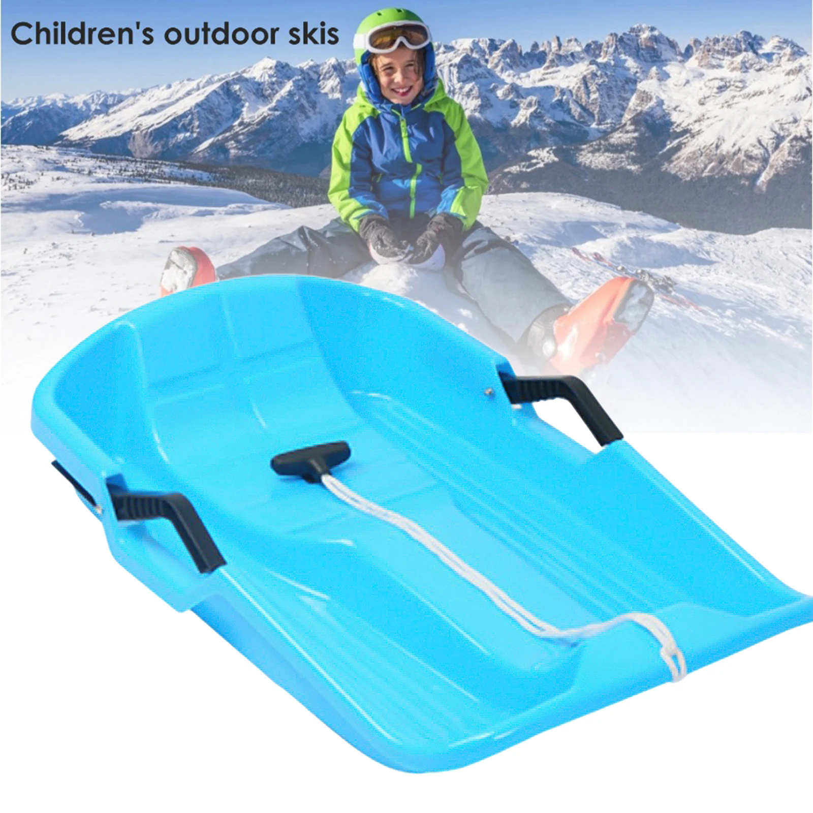 Ropes Excluded Blue, Medium, 36 1 Pack Kid and Adult Winter Fun Superio Toboggan Snow Sled for Kids and Adults Heavy Duty Plastic Slider for 2 Riders with Handles and Hole for Pull Ropes- 