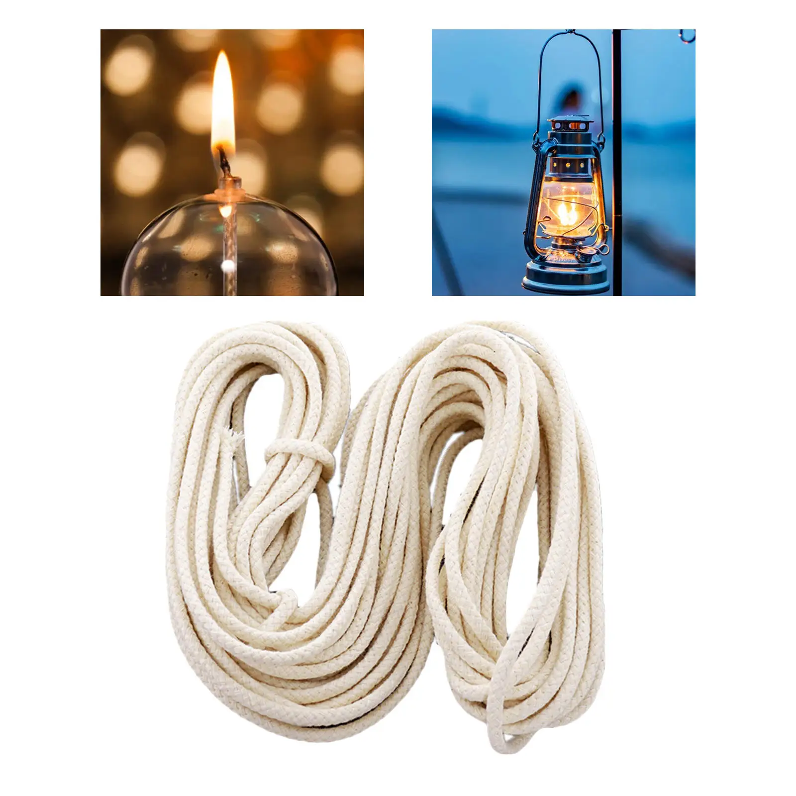 15m Long DIY Burner Alcohol Wick Rope Cotton Wick Round Cotton Kerosene Oil Lamp Wicks 6mm