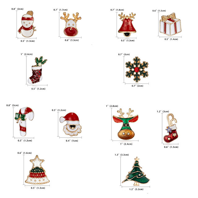 3pcs/set Merry Christmas Custom Brooches Christmas Socks Christmas Tree Elk  Enamel Badge Brooch Women Fashion Party Jewelry