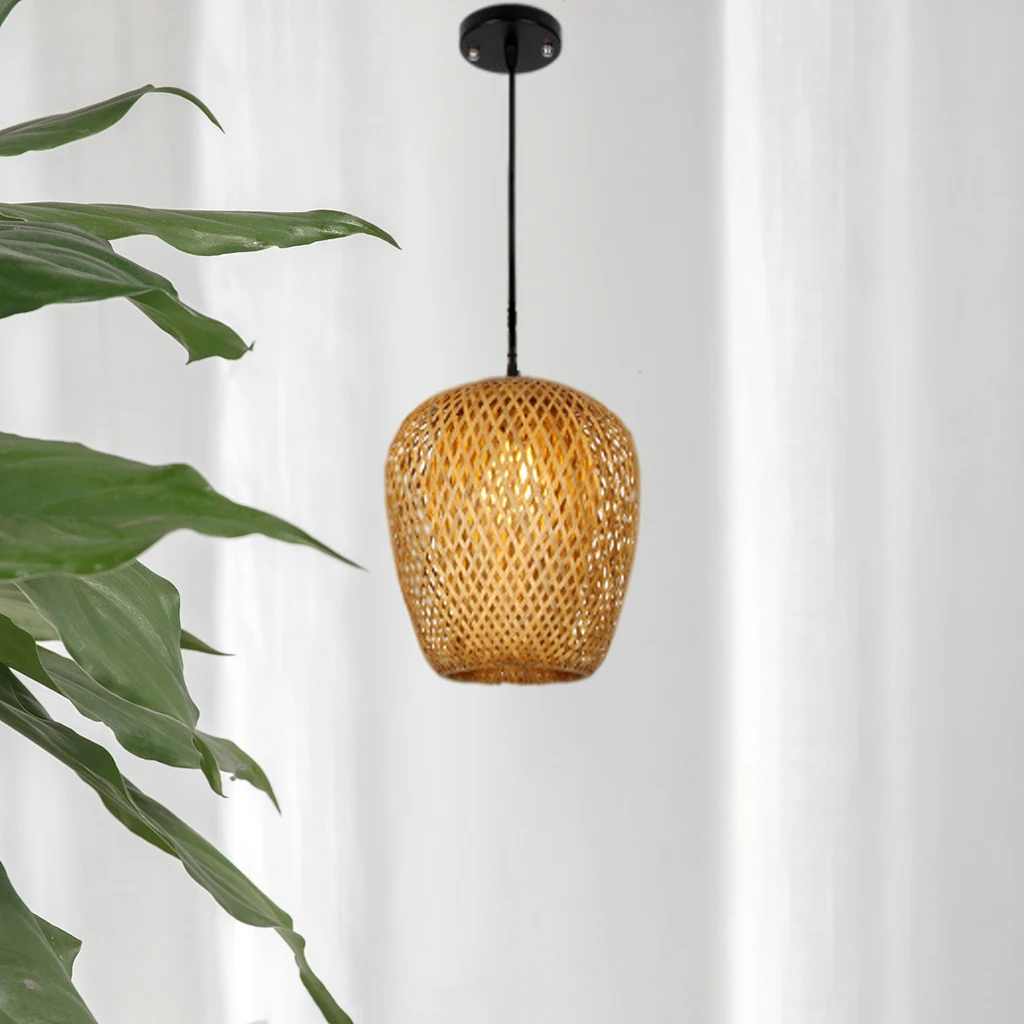 Retro Bamboo Lamp Weave Hanging Light, Ceiling Lamp Chandelier Room Decor, Weaving Wooden Hanging Lamp