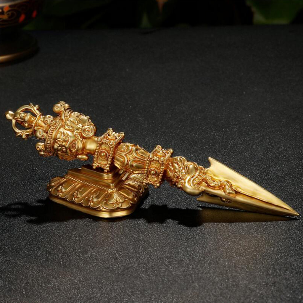 Golden Tibetan Buddhism Dorje Vajra Phurba Amulet Handmade Nepal Collectibles