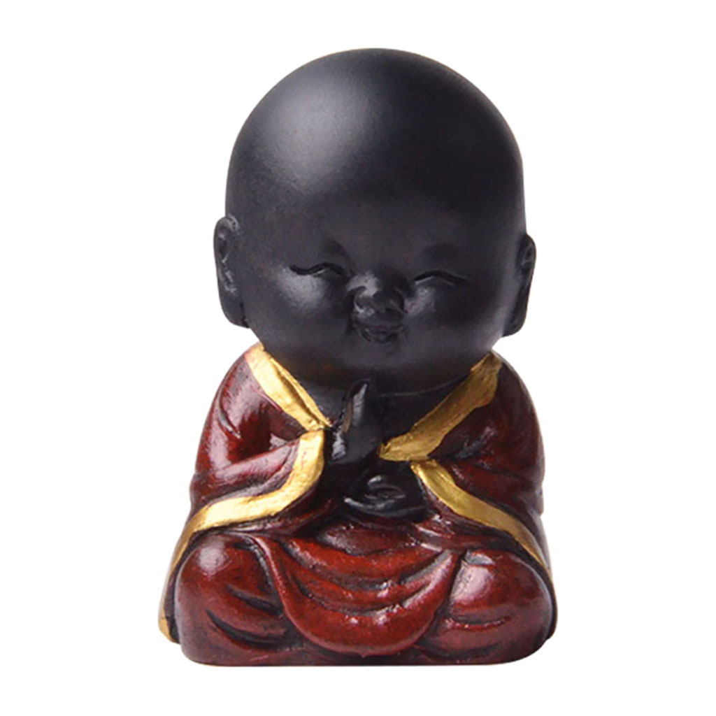 Seated Baby Monk Figurines Little Buddha Statue Resin Crafts for Home Office