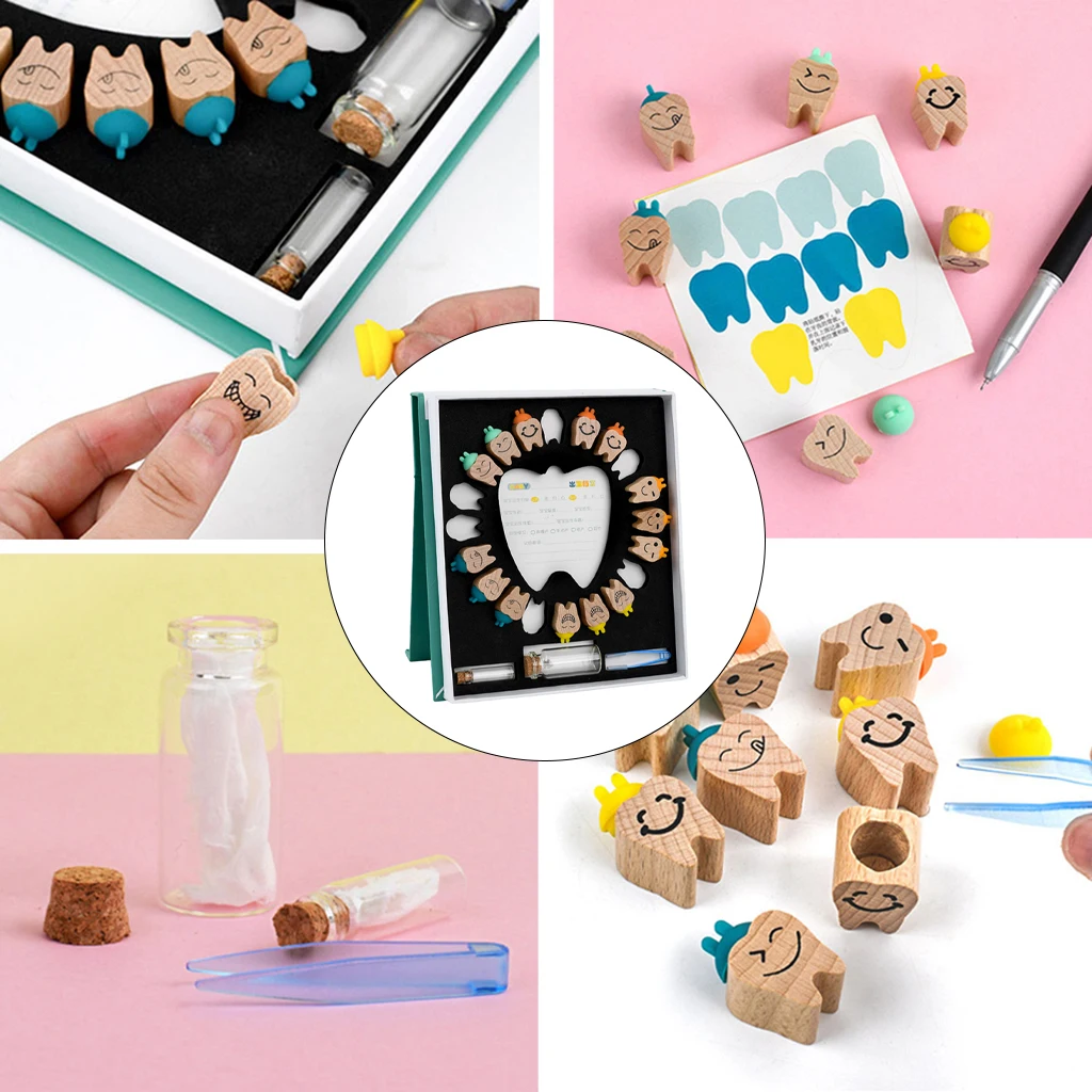 Wooden Baby Tooth Box Milk Teeth Organizer Storage Collection Boy Girl Infant Cute Gift For Children First Teeth Keepsake
