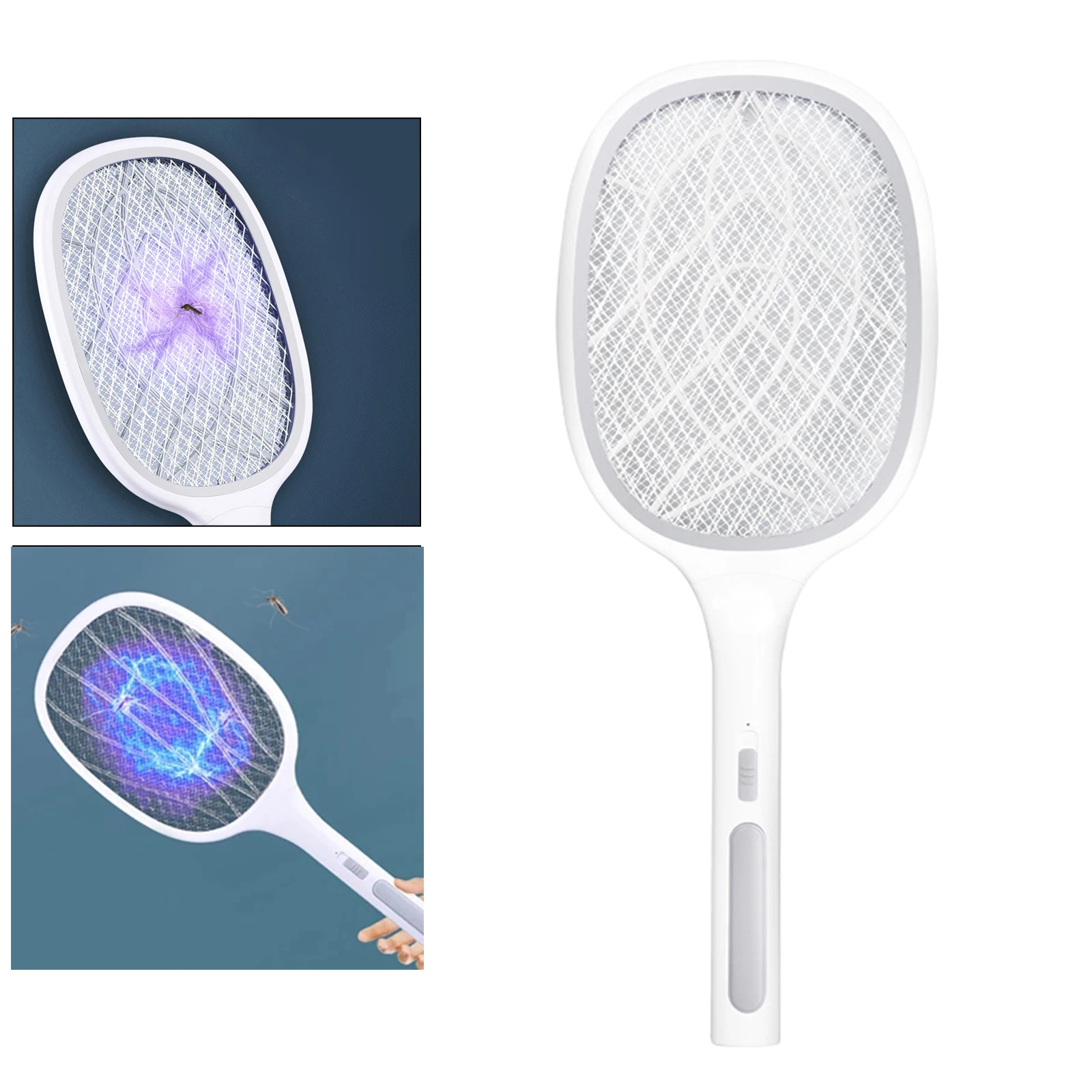 2 In 1 Rechargeable Electric Mosquito Swatter Fly Handheld Racket Bat