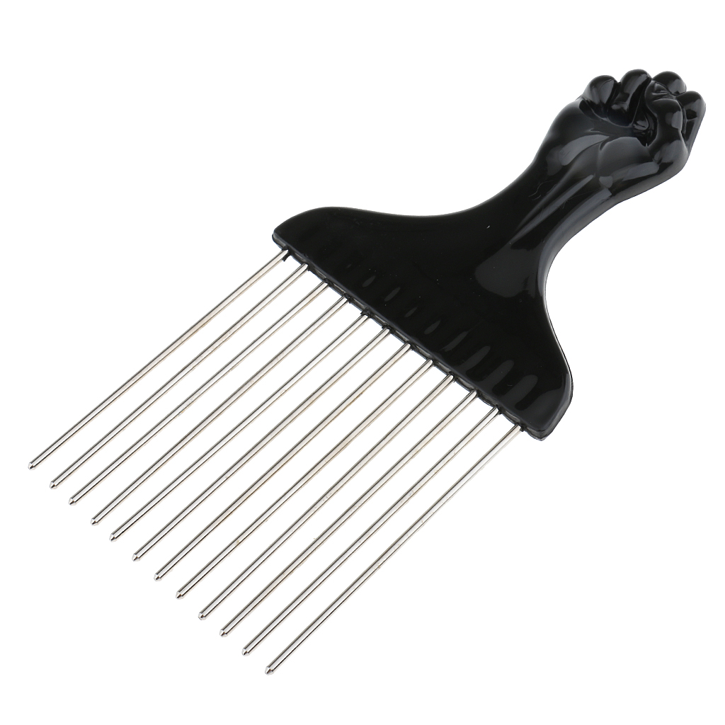 Wide Teeth Metal Afro Comb Insert Curly Hairbrush Hair Fork Pick Comb Stainless Steel Salon Hair Cutting Styling Barbers Comb