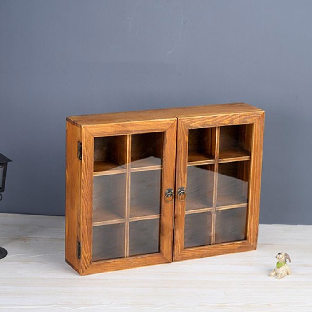Wood Display Cabinet Dolls Display Cabinet Desktop Table Organizer Display Case Organizer Storage Box Display Storage Case