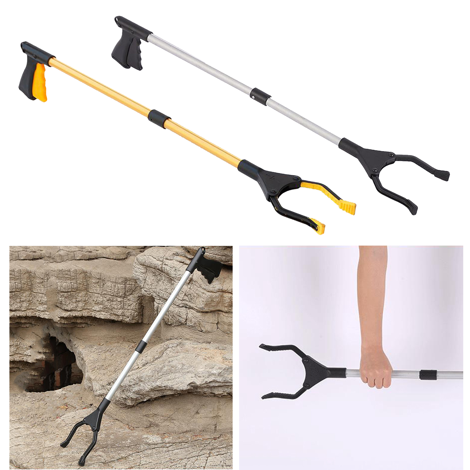 Aluminum Alloy Grabber Tool Trash Pick Up Stick Hand Grip Reach Litter Reacher