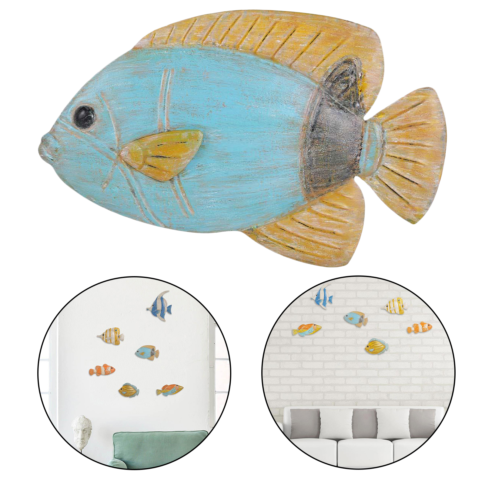 Fish Colorful Metal Marine Life Craft Sculpture Wall Decor Decorations for Living Room Gifts Accessories
