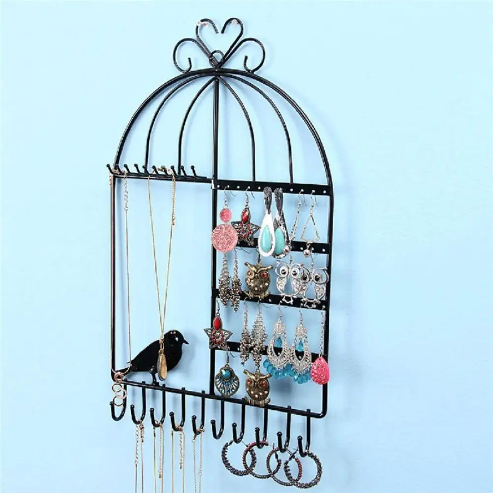 negro árbol organizador de collar anillo de exhibición de pájaros soporte para pendientes Homeanda Soporte de joyería 