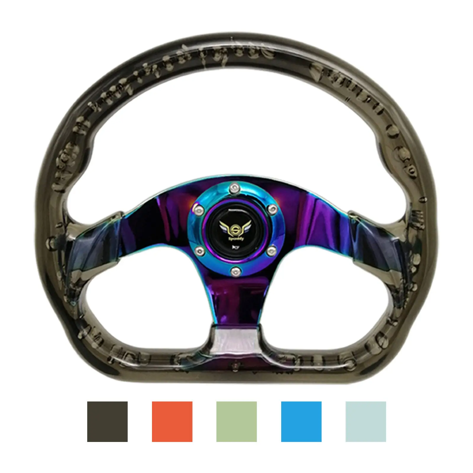 Universal D Shaped 13`` 330mm Acrylic Racing Steering Wheel Car Interior Trim Drifting Steering Wheel Accessories