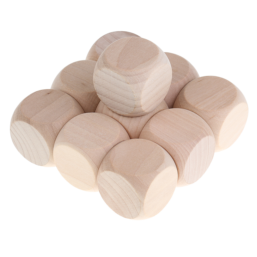 10pcs Wooden Blank Dices, Six Sided D6 30mm, DIY Your Own Dice for   DND D&D