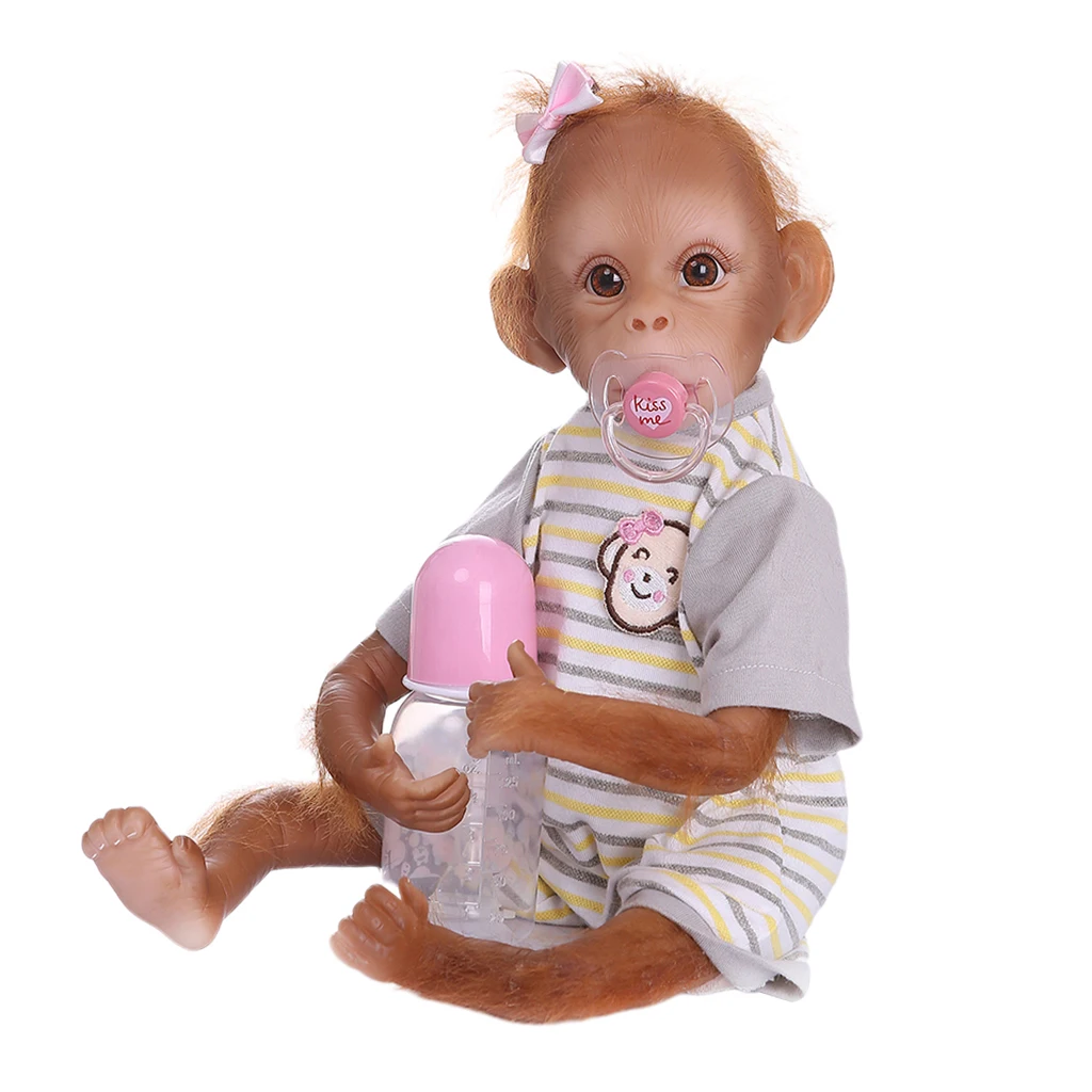 16' Vinyl Monkey Baby Doll Toy Cloth Body Lifelike Reborn Doll with T-shirt