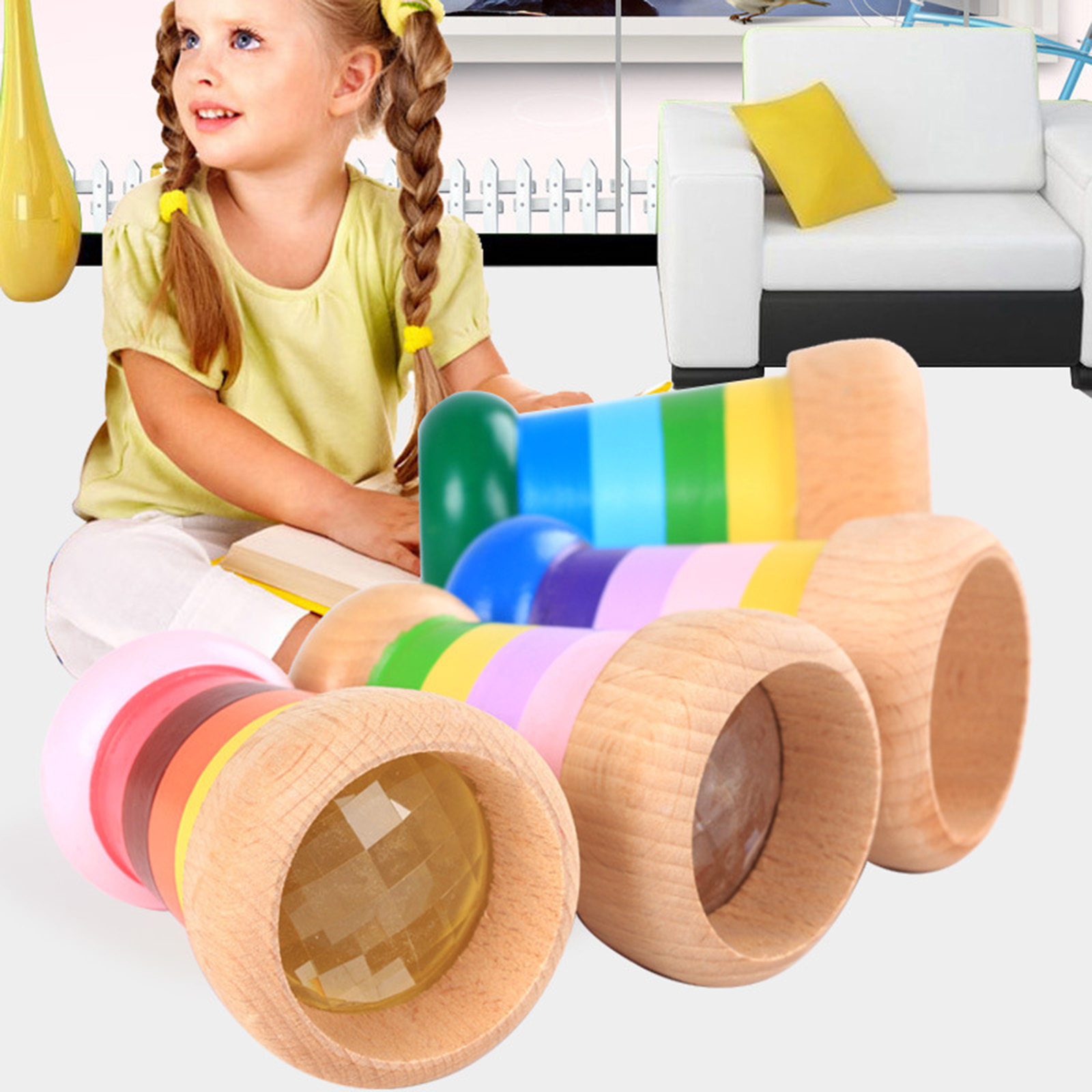 Kaleidoscope Toy Kids Kaleidoscope Wooden Kaleidoscope Toy Educational Handmade Toy for Kids Children Toddler