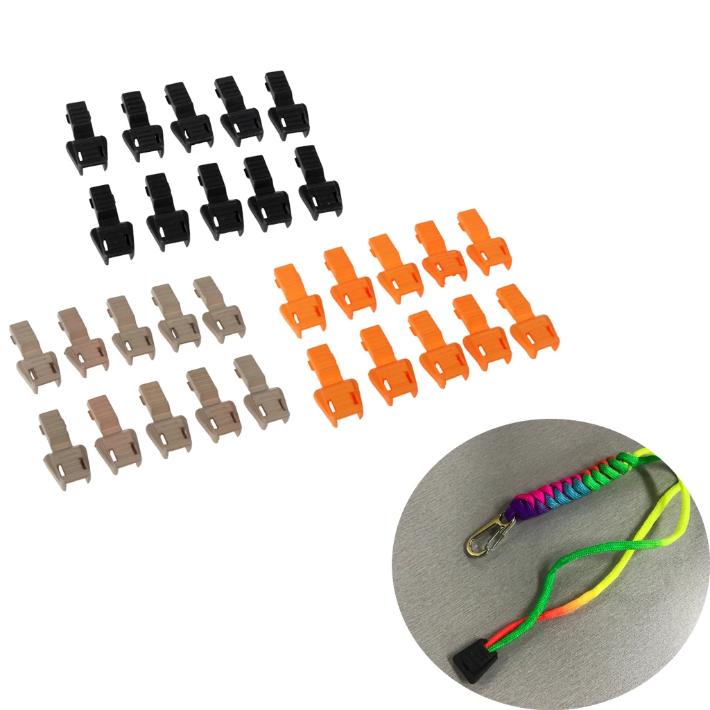 10 Pieces Plastic Zipper Puller End Lock Zip Pull End for 3-4mm Cord Climbing Accessories