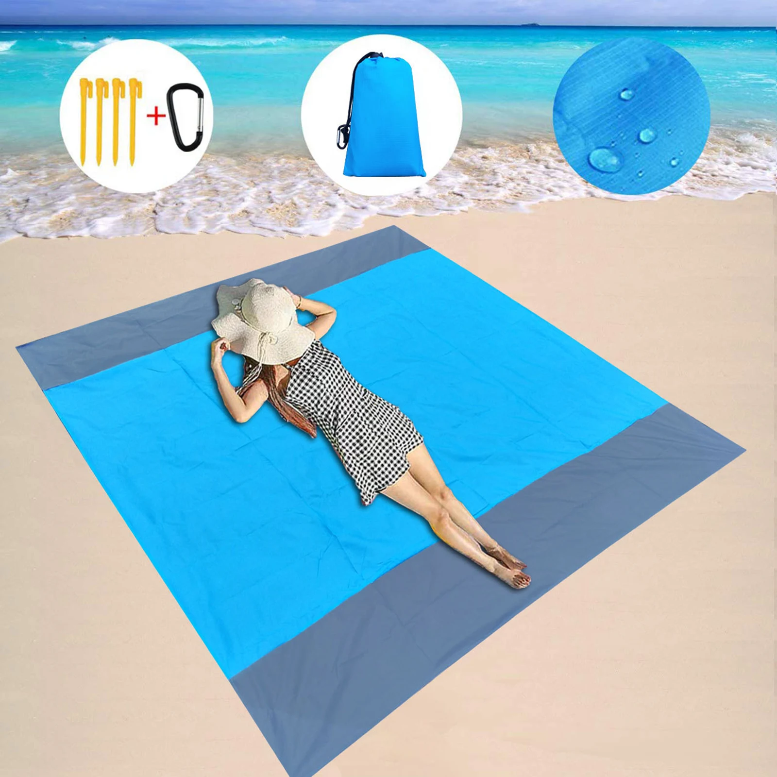 210x200cm Extra Large Beach Blanket Quick Drying Picnic Mat Camping