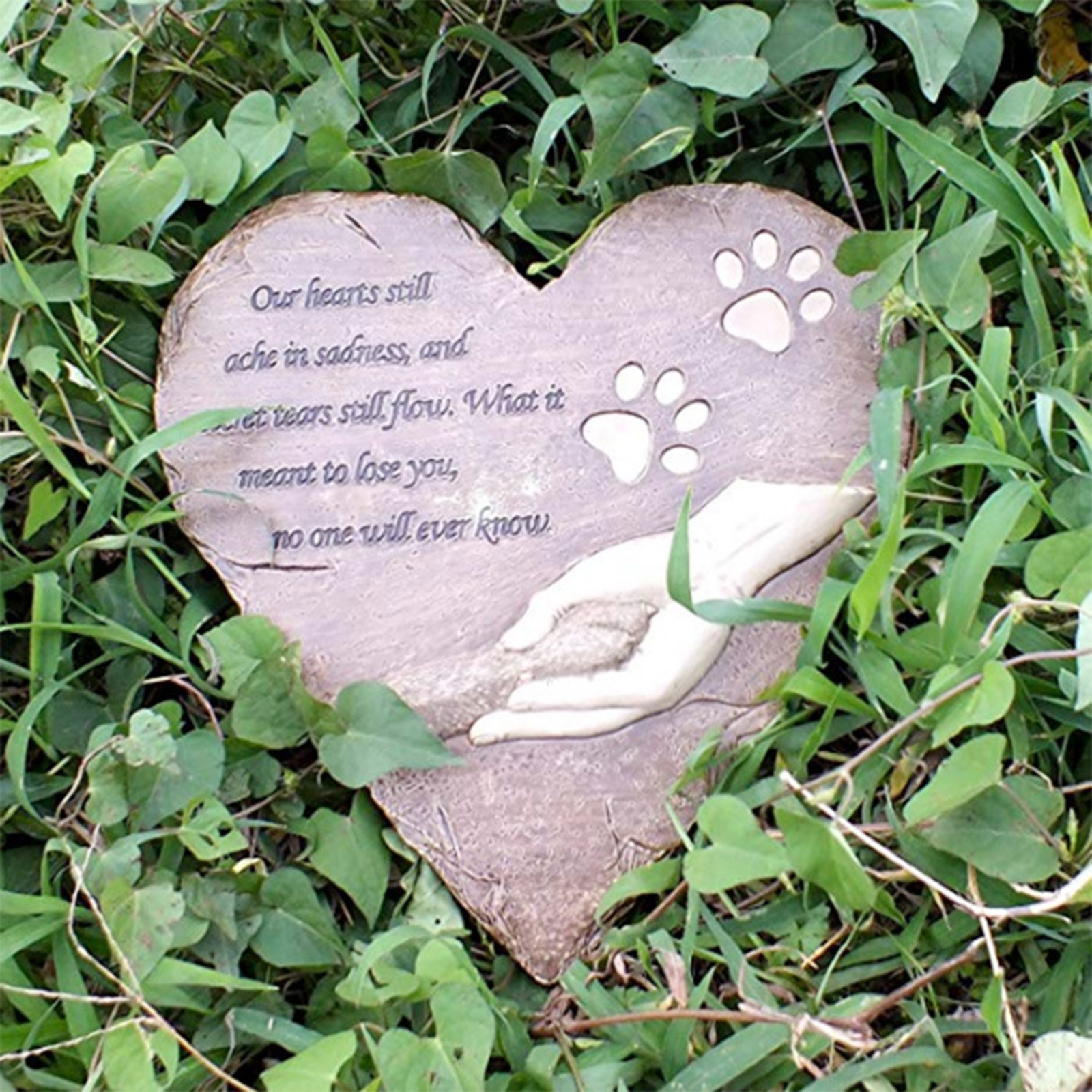 Pet Memorial Stone Paw Print Dog Grave Marker Puppy Backyard Yard Tombstone Pet Loss Sympathy Stepstone Pets