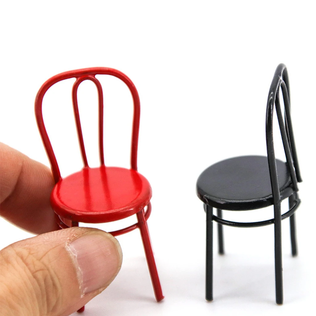1:24 Dollhouse Miniature Metal Dining Chair Model Toy Kitchen Furniture Seat