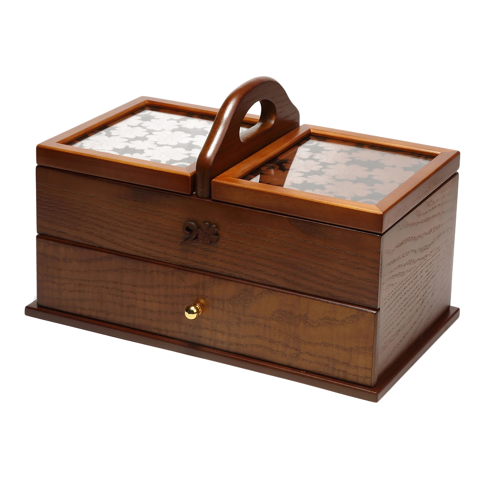 Protable Antique Sewing Kit Box Basket Wooden Hand for Home Sewing Repair Tool Kit Sew Kit Accessory Adult Beginner Supplies