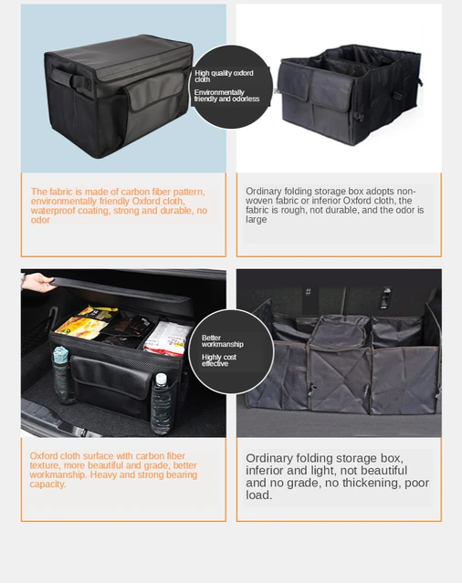 Car Trunk Organizer, Carbon fiber storage box waterproof and