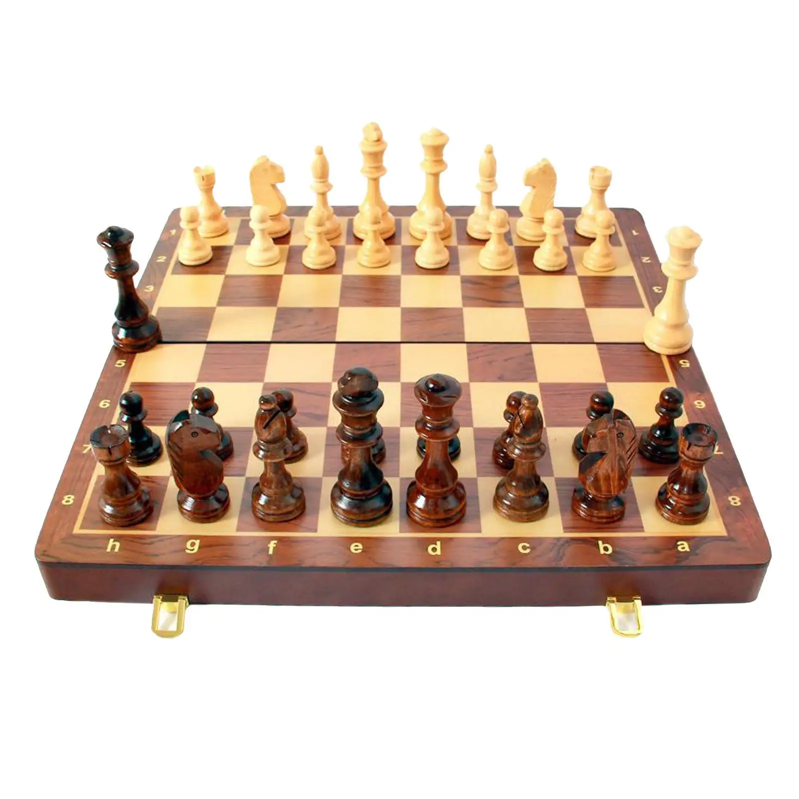 Magnetic Wooden Chess Set Storage Slots Portable Top Quality Board Games 7'' 