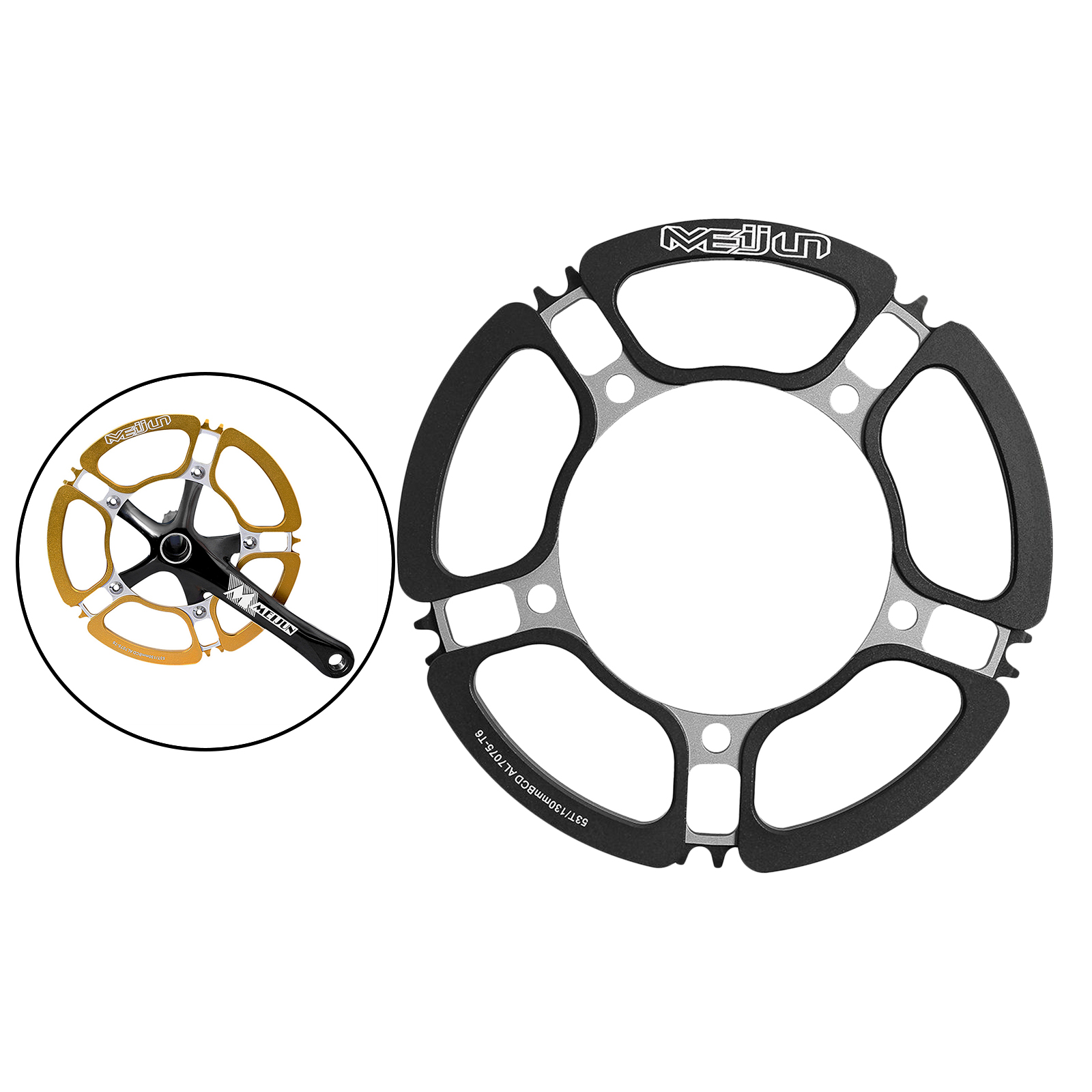 Bicycle Chainring Narrow Wide Single Chain Ring BCD 130mm 53T Aluminum Alloy, Durable & Stable