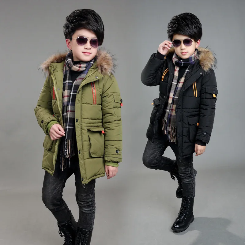 2022 New Big Size Thick Warm Winter Teenager  Boys Jacket Heavy Fashion Hooded Outerwear For Kids Children Windbreaker Coat waterproof coats & jackets