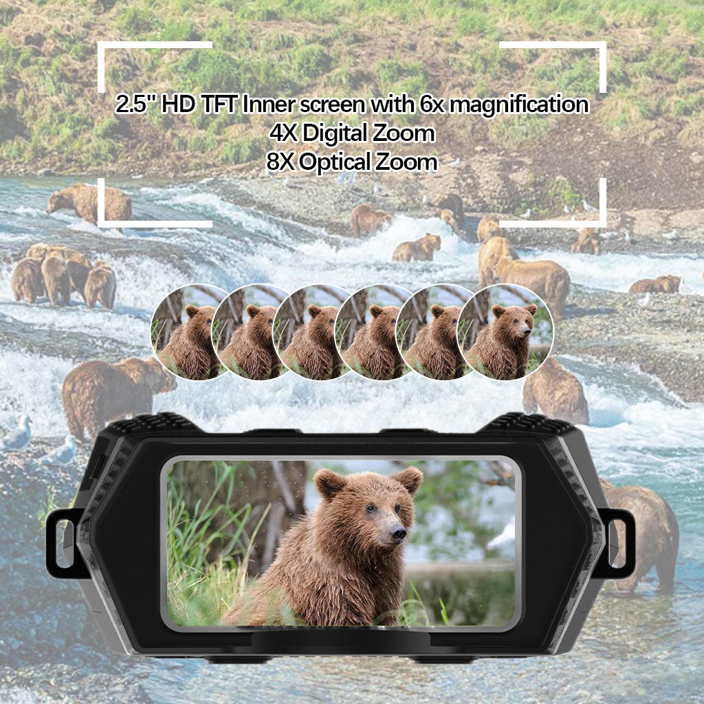 Digital Night Binoculars IR Lens Large Viewing Screen Photo Video Waterproof HD for Security Surveillance Travel Outdoor