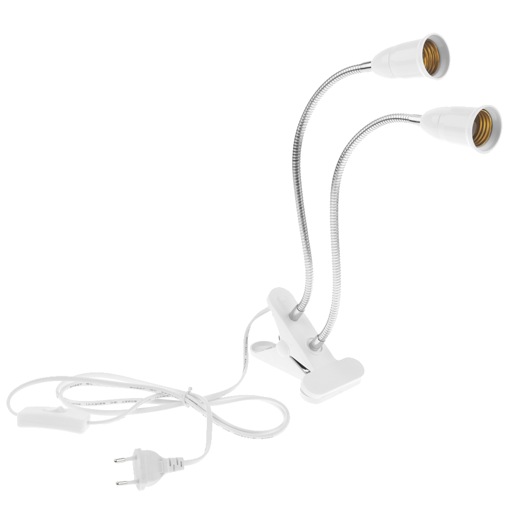 EU Plug E27 2-head Clip on Reading Light Base Desk Reading Lamp Socket