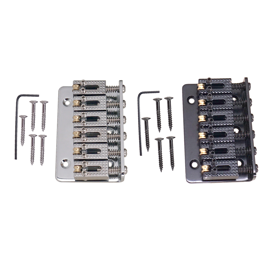 Tooyful 6 String Roller Saddle Hardtail Bridge for Electric Guitar with Wrench Screws