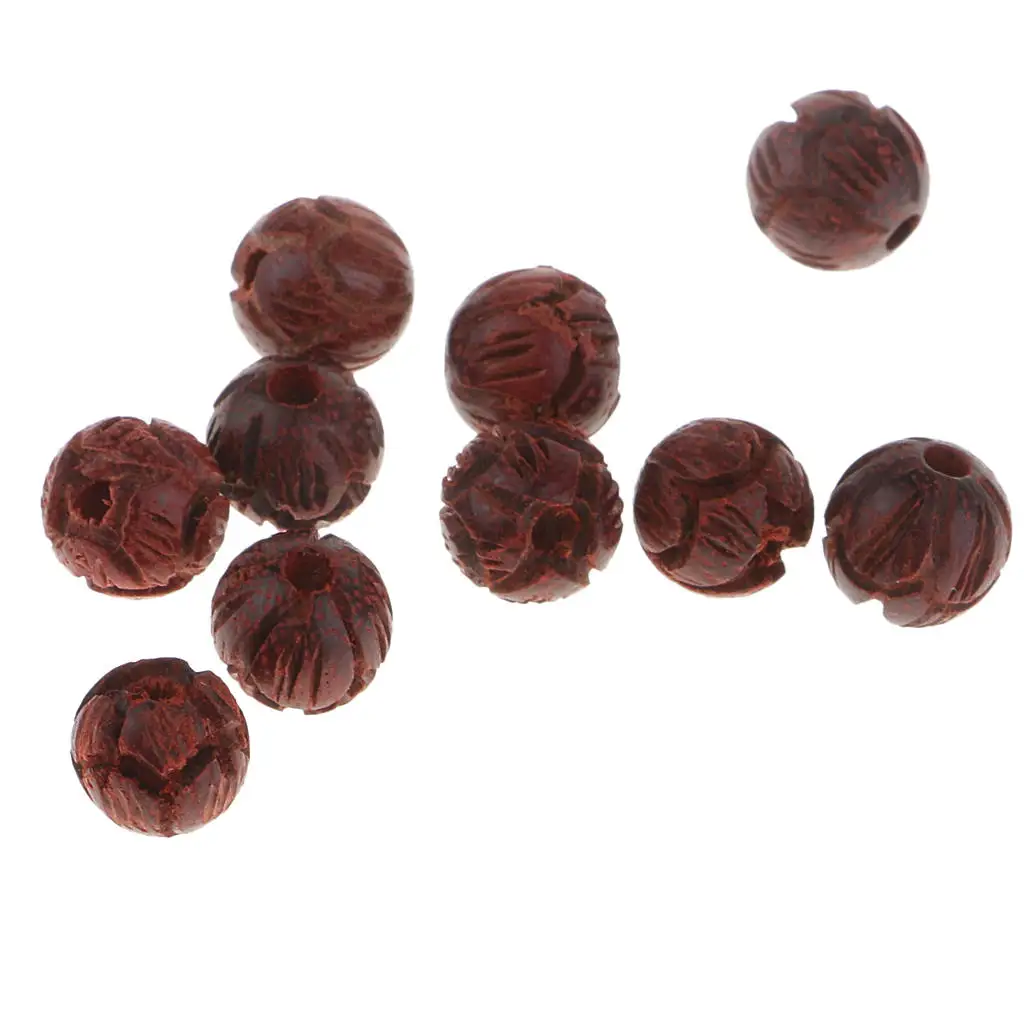 6/8/10mm Antiqued Brown Sandalwood Lotus Beaded Bracelet Necklace Key Chain Making Supplies