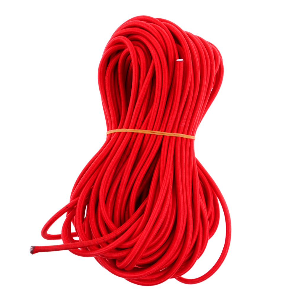 6mm Red Strong Elastic Bungee Rope Shock Cord Stretch String Tie Down Roof Rack Tent Kayak Boat Bag Luggage DIY Craft UV Stable