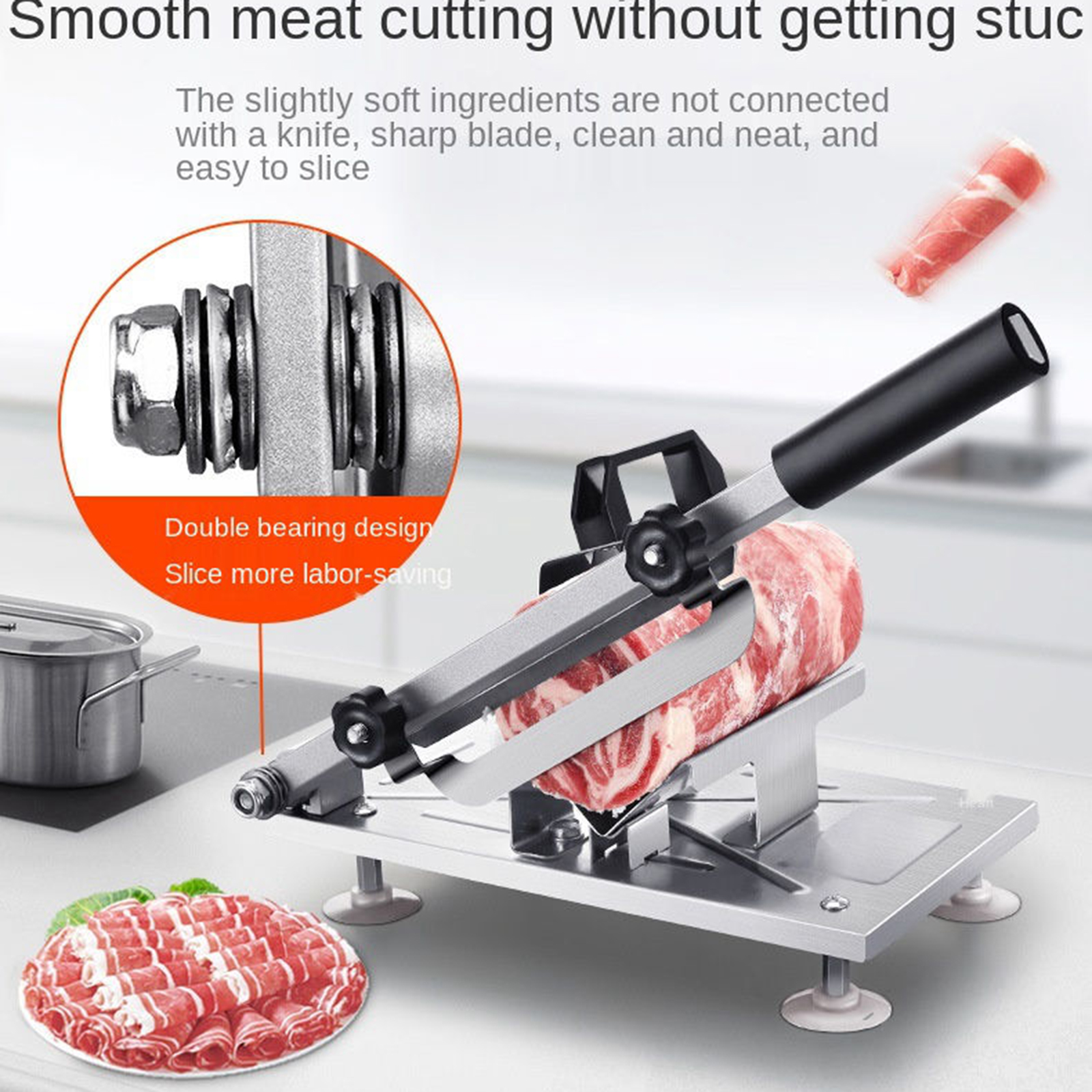 Household Manual Lamb Slicer Frozen Meat Cutting Machine Beef Herb Mutton Rolls Cutter