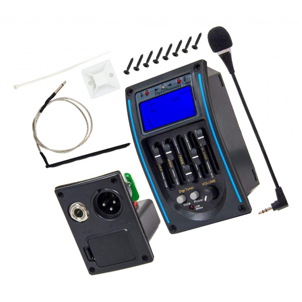 Equalizer EQ 5-band Acoustic Guitar Piezo Pickup Tuner System & Microphone