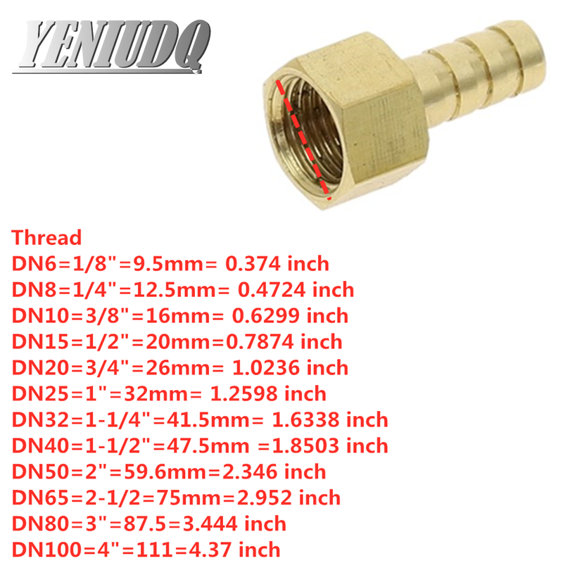 Rohrverschraubungen Messing Barb Schlauch Endstück Kraftstoff Luft Gas Wasser Schlauch Öl ID 4mm-19mm bis 1/8'' 1/4'' 3/8" 1/2'' Innengewinde Kupfer – Detail 5