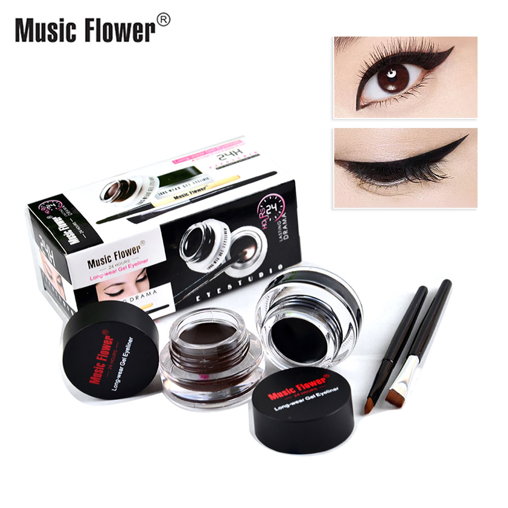 Best of Music Flower 2 In 1 Coffee + Black Gel Cream Eyeliner Make Up Waterproof Cosmetics Set Eye Liner + Brushes Makeup Eye Cosmetics Reviews & Tips