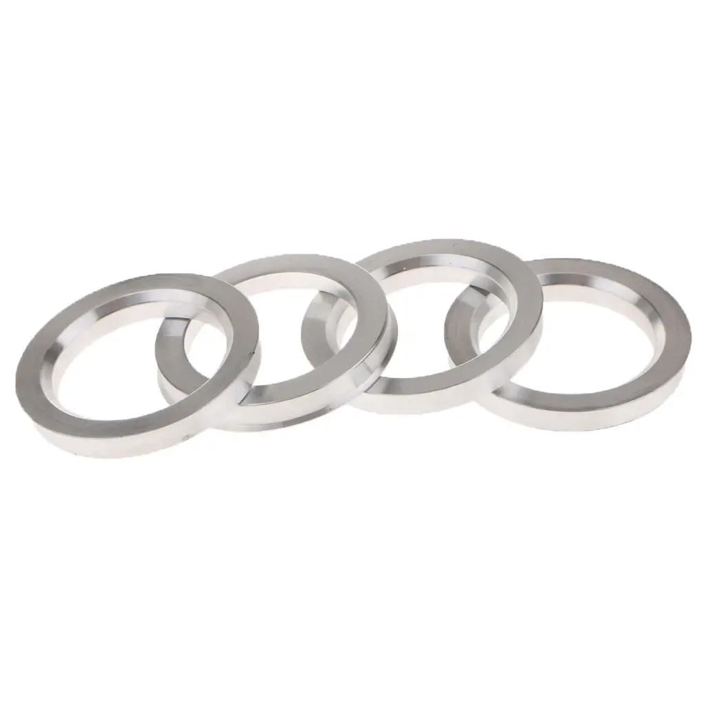 4 Pieces Spigot Rings 73.1mm to 54.1mm Aluminum Alloy Wheel Hub Spacers Dropshipping Silver