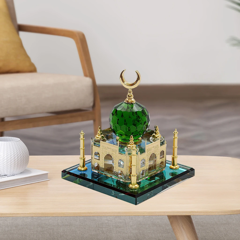 Crystal Gilded Taj Mahal Miniature Collectible Architecture Figurines Home Miniature Indian Building Handicraft Tabletop Decor