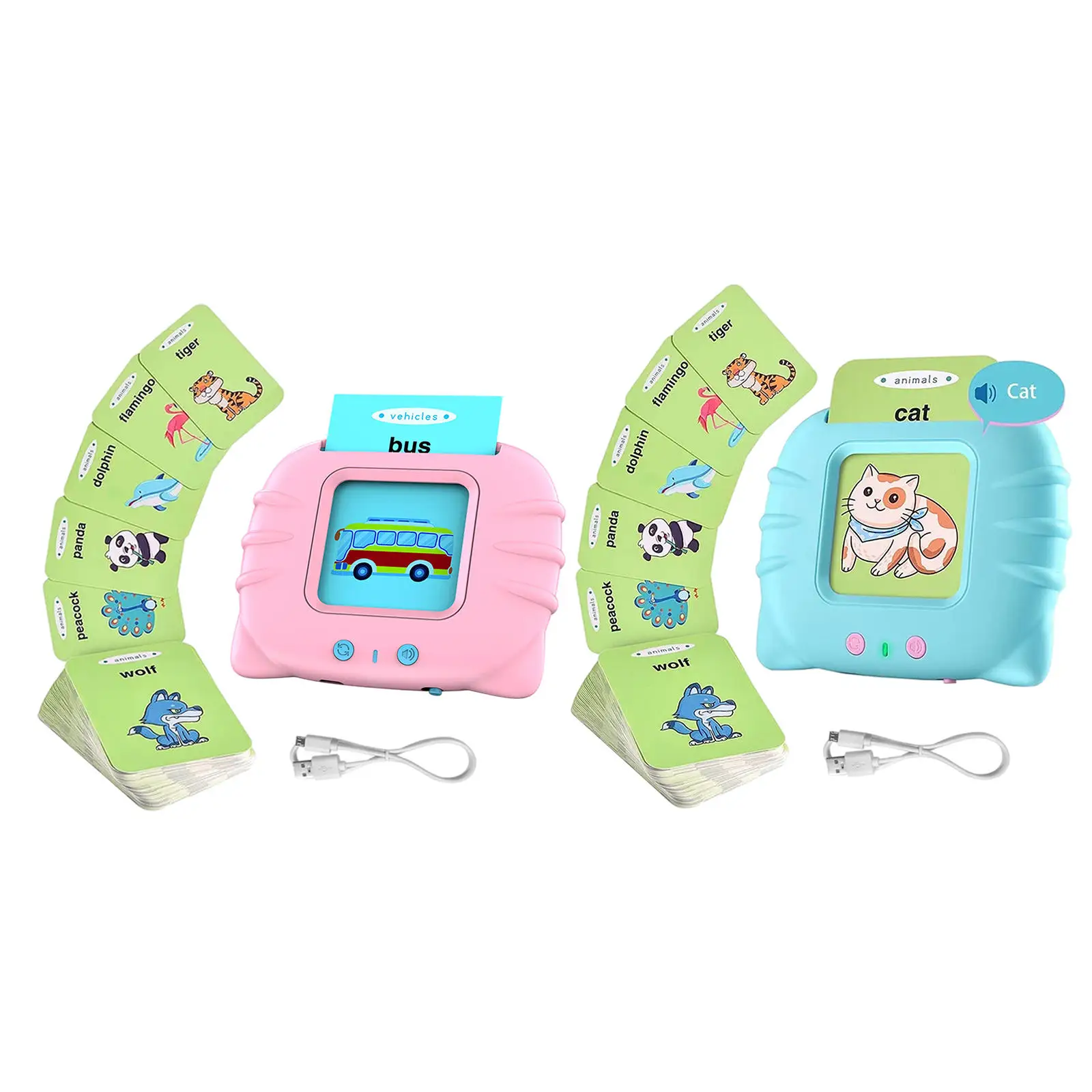 224Pcs Flash Cards Learning Machine Musical Educational Electronic Toy Interactive Toys with Sound Effects Audible for Age 2-6