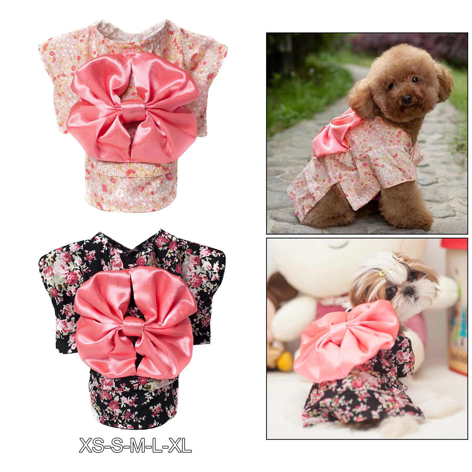 Cute Cat Kimono Pet Small Dog Dress Up Clothing Skirt Spring Summer Clothes