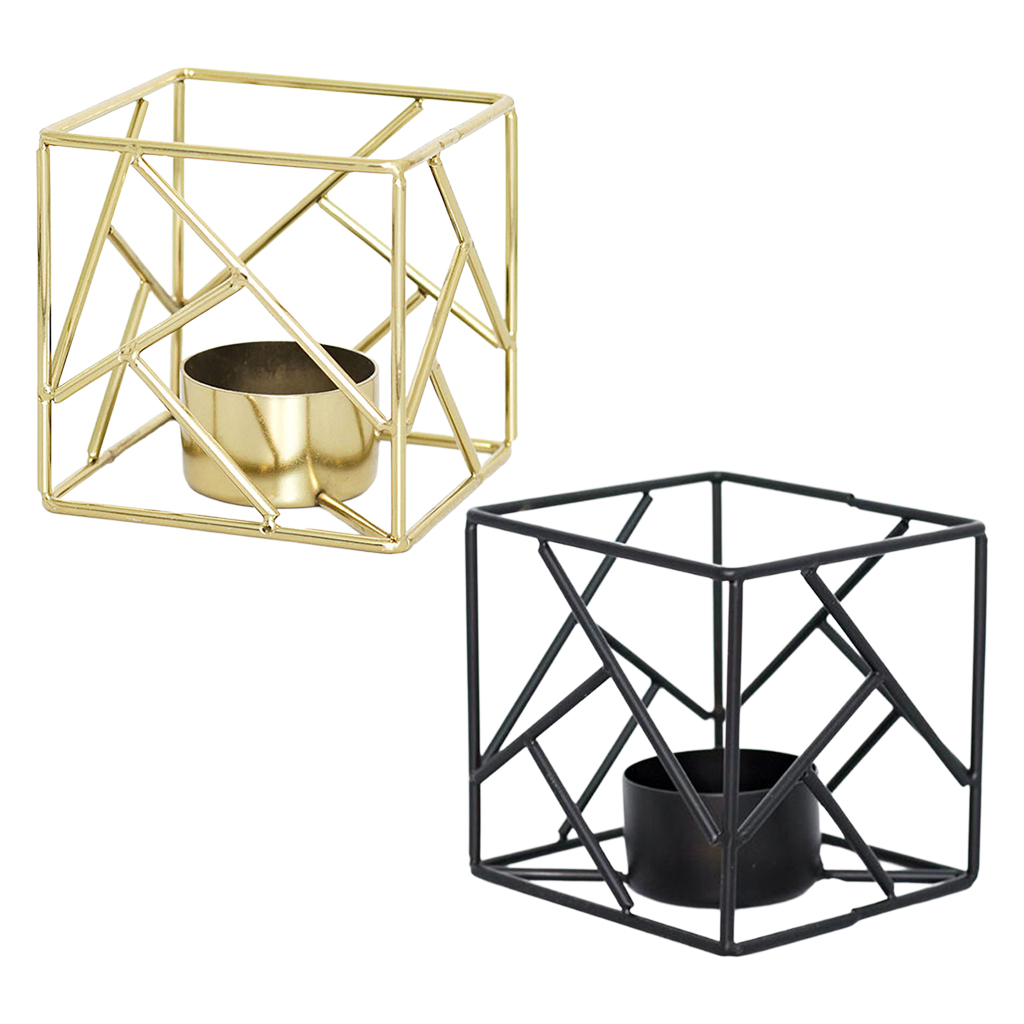 Cube Shaped Candle Holder Tealight Candlestick Desktop Dinner Decor Crafts