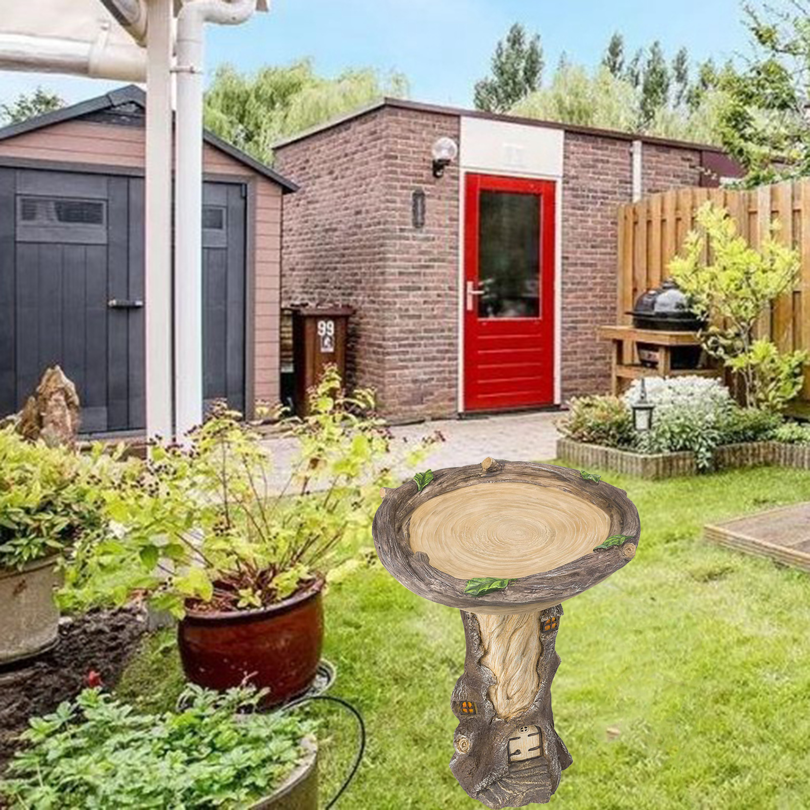 Resin Tree Bird Bath Resin  Flower and Bird Bath Garden Decorations